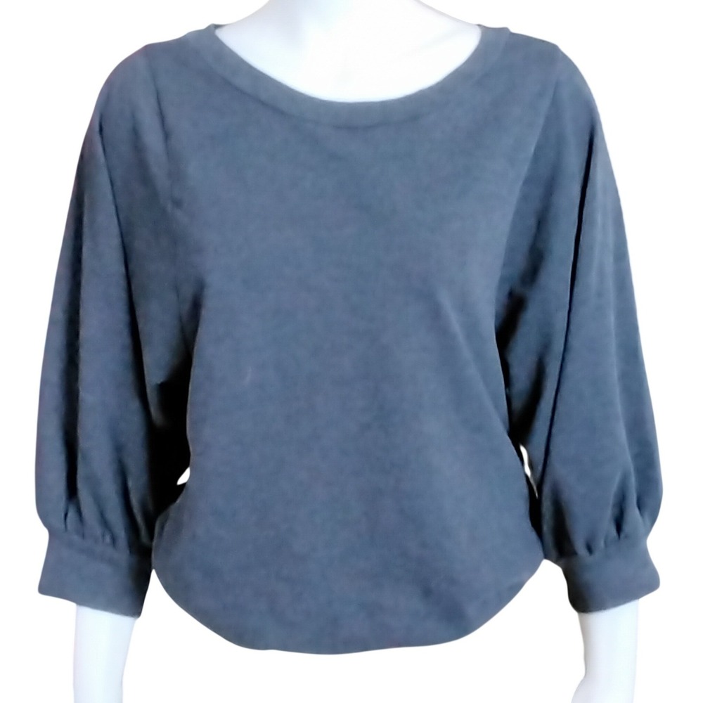 Twentyone Womens Gray 3/4 Puff Sleeve Banded Hem Sweatshirt Tunic Large